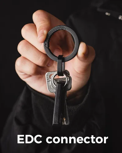 Vista 6 de FEGVE TC4 Titanium Small Mini Key Chain Rings Connector, Easy Open Negro paquete de 2
