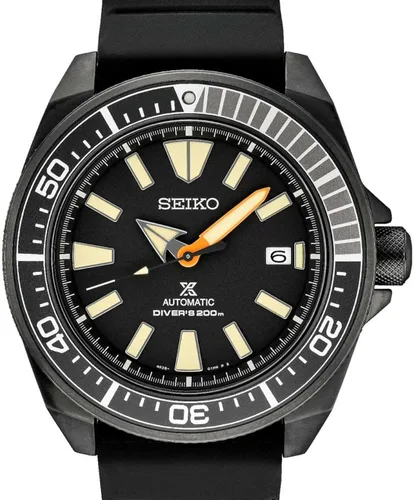 Vista 2 de SEIKO Reloj Seiko Samurai Prospex para hombre con correa de buceo automática con esfera negra chapado en iones de goma SRPH11