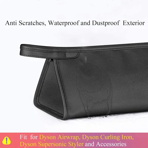 Vista 5 de Funda de viaje de cuero PU compatible con Dyson Airwrap Styler/Shark Flexstyle, funda de transporte portátil para secador de pelo Dyson Supersonic