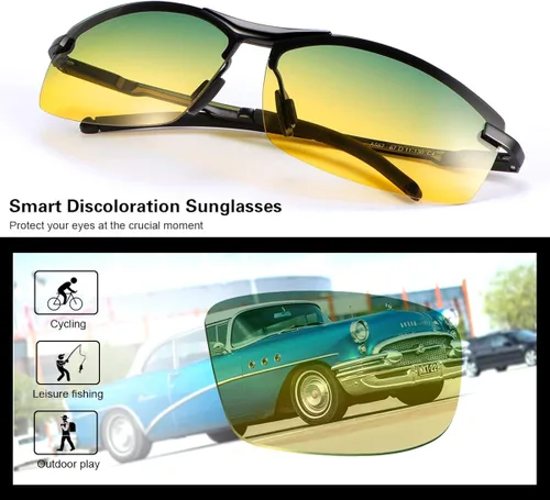 Vista 6 de Mens Sunglasses Polarized Photochromic Safety Glasses For Women Night Vision Glasses UV400 Outdoor Sports Driving Sun Glasses