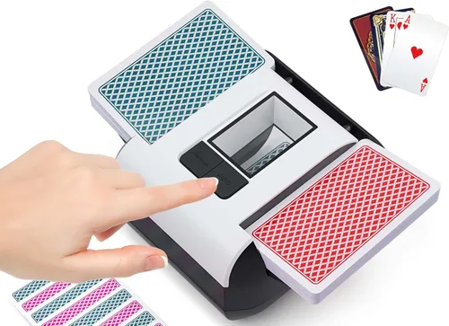 Vista 5 de Automatic Card Shuffler 1-2 Decks, Auto & Manual Mode Rechargeable Black
