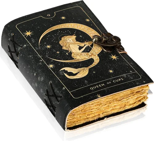 Vista 16 de Book of Spells - Diario encuadernado en cuero con papel de borde irregular, grimorio, diario impreso del Tercer Ojo, suministros de brujería