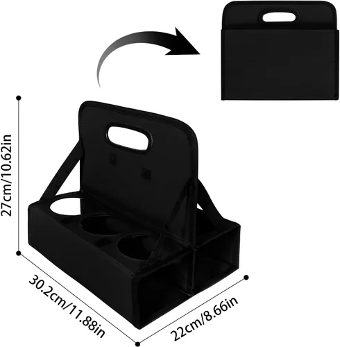 Vista 6 de Portabebidas portátil para 6 tazas, con asa, soporte plegable reutilizable para café, vino, latas, lleva de forma segura bebidas frías y calientes