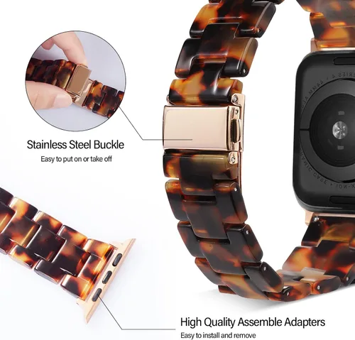 Vista 4 de HOPO Compatible With Apple Watch Band Thin Lightweight Resin Strap Bracelet Fashion Wristband Replacement For iWatch Bands Series Ultra 11 10 9 8 7