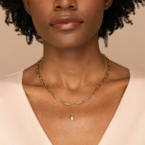 Vista 3 de Reoxvo Dainty Gold Chain Choker Necklace for Women 14K Real Gold Plated PaperclipHerringboneBeadedChunky Chain Layered Necklaces for Women Trendy