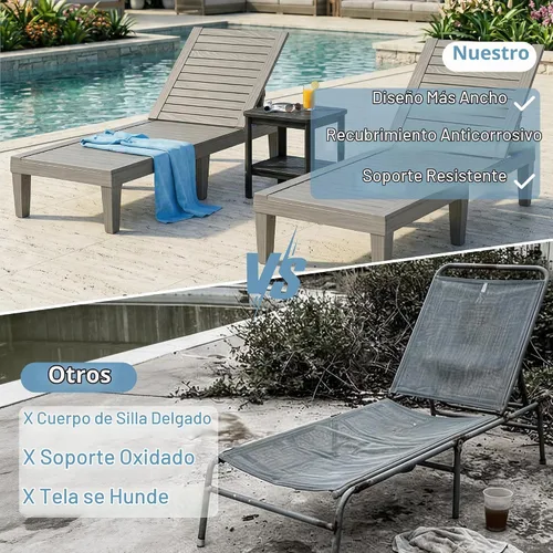 Vista 5 de EFU Sillón para exteriores, juego de 2 sillas de bronceado PP de alto