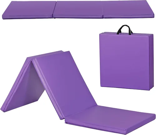 Vista 7 de HomGarden Colchoneta para gimnasia de 6 x 2 pulgadas de grosor, alta densidad, antidesgarros, plegable, para gimnasio, aeróbicos, con asas de Varios