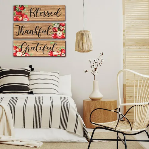Vista 2 de Decoración artística de pared de frutas rojas para baño, rústico colgante rústico de madera