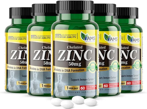 Vista 6 de America Medic & Science Suplementos de zinc quelatado de 50 mg (1 paquete de 60 tabletas) refuerzo inmunológico y potentes píldoras antioxidantes