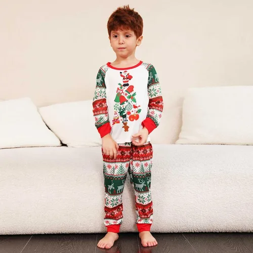 Vista 3 de CHUOAND Conjunto de pijama familiar de Navidad para parejas, ropa de dormir de Papá Noel para parejas