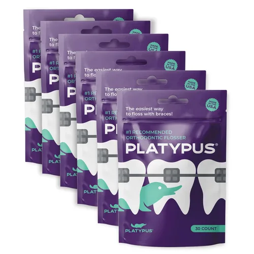 Vista 8 de Platypus Hilo dental ortodóntico para brackets, 30 unidades (paquete de 1), palillos ortodónticos para adultos y niños, se adapta debajo del alambre