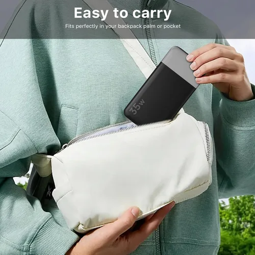 Vista 6 de NOBIS Cargador portátil, cargador de batería de 10000 mAh de carga rápida, paquete de baterías con cable C a C, banco de baterías con pantalla Negro