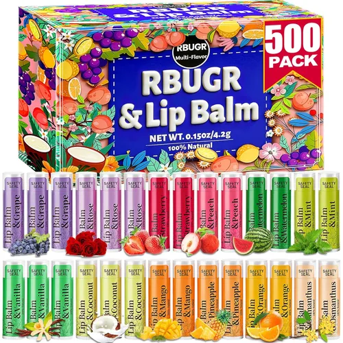 Vista 16 de RBUGR Bálsamo labial a granel, 126 unidades, bálsamo labial hidratante orgánico natural con 12 sabores para labios agrietados, paquete a granel