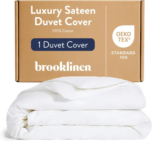 Vista 24 de Brooklinen Funda de edredón de satén de lujo de calidad hotelera, tamaño Abismo