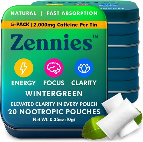 Vista 14 de Zennies - Bolsas nootrópicas de cafeína con Alpha GPC, L-tirosina y L-teanina, melena de león, Cordyceps, Reishi, sin nicotina, sin azúcar ni
