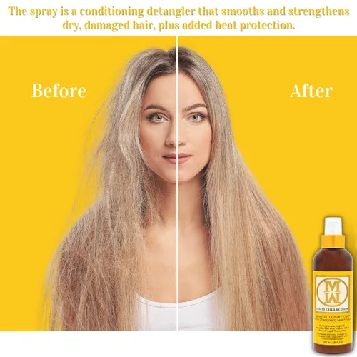 Vista 4 de OMM Collection Acondicionador natural ligero sin enjuague, espray desenredante hidratante para cabello encrespado y rizado, evita roturas