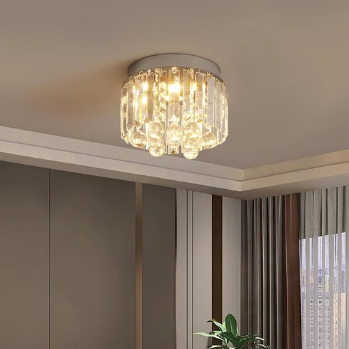 Vista 13 de Lámpara de techo LED de cristal, moderna lámpara de techo semiempotrada para sala de estar, comedor, dormitorio, isla de cocina, entrada