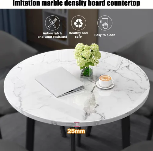 Vista 3 de YVYKFZD Office Reception Room Club Table, Round Conference Table, Simple Kitchen Dining Table Set with Metal Legs, Small Conference Room Table and