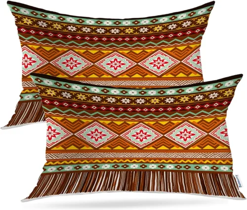 Vista 102 de Batmerry Fundas de almohada de bosque de arce otoñal, casas de sillas de madera, hojas amarillas, fundas de almohada decorativas, impresión digital