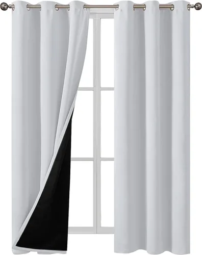 Vista 187 de YoungsTex - Cortinas 100% opacas para dormitorio, con aislamiento térmico y ojales, cortinas oscuras negras con capa pesada para ventana de sala