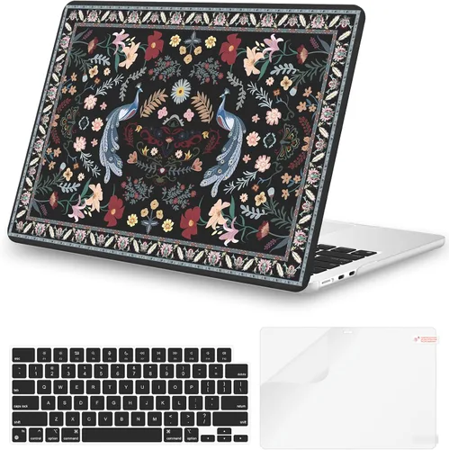 Vista 35 de iCasso para M4 MacBook Air de 13 pulgadas Funda 2025 2024-2022 M3 M2 Modelo A 3240 A3113 A2681, Funda de plástico de patrón protector resistente
