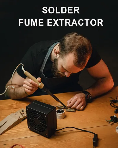 Vista 2 de MUIN Extractor de humos de soldadura, 3 etapas de filtración de soldadura absorbente de humo para soldadura y quema de madera, ventilador extractor