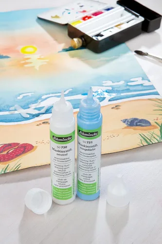 Vista 2 de Schmincke - Bolígrafo de enmascaramiento de color, 0.8 fl oz, 50 731 005, bolígrafo dosificador, líquido de enmascaramiento azul para áreas opacas