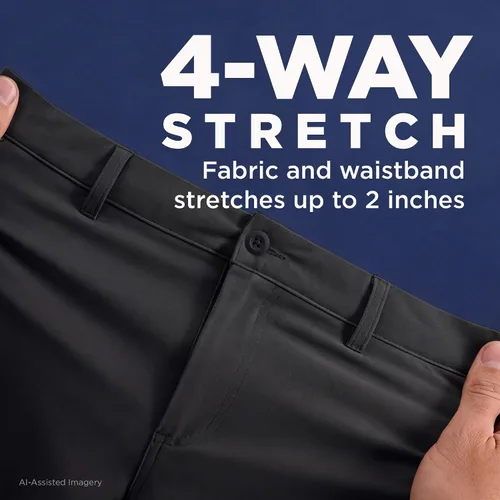 Vista 4 de Haggar - Pantalón deportivo de viaje para hombre, ajuste recto, 5 bolsillos, elástico, casual, con tecnología Performance