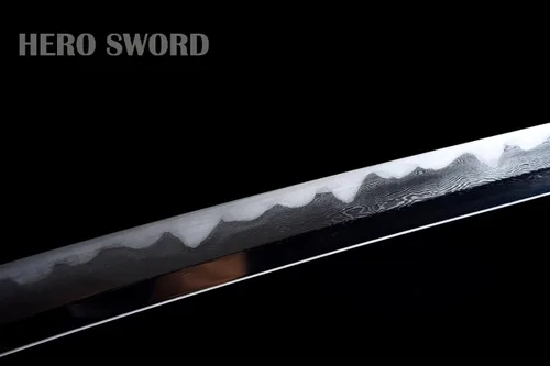 Vista 4 de Arcilla de acero plegada totalmente hecha a mano templada manual de molienda avanzada Wakizashi Maquinilla de afeitar de espiga completa afilada