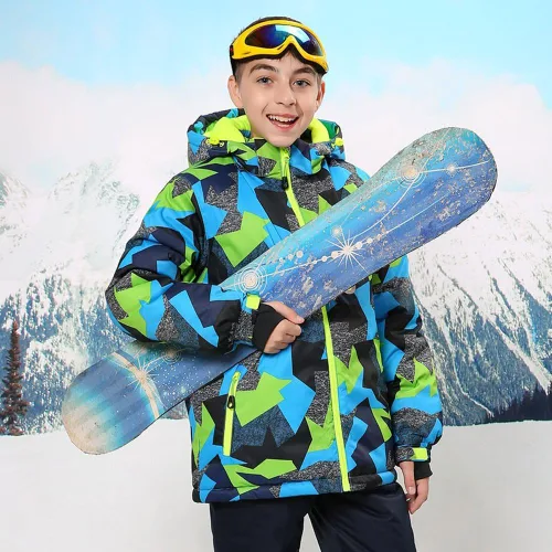 Vista 3 de Chaqueta de esquí para niños, chaqueta de nieve, trajes de invierno impermeables al viento