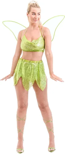 Vista 2 de Disfraz de Tinker Disfraz de hada para mujer, cosplay, disfraz sexy de Halloween, libro de cuentos, campana de hada, juego de 4 piezas (OS)