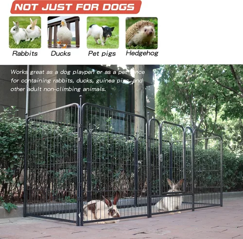 Vista 7 de Corralito para perros, 32/40/45 pulgadas de altura en resistente, plegable para interiores y exteriores, valla antióxido para ejercicio de perros