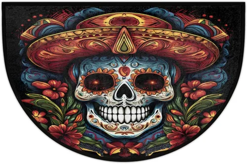 Vista 47 de Felpudo Semicircular de Animales Libélula Boho Lavable Tapete Semicírculo Antideslizante Absorbente Alfombras de Media Luna para Entrada