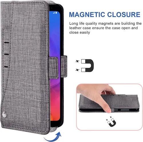 Vista 5 de Asuwish Compatible con LG Q7 Q7+ Plus 7Q Alpha Wallet Case Protector de pantalla de vidrio templado y funda de cuero con tapa para tarjetero