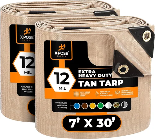 Vista 177 de Xpose Safety Lona protectora de polietileno plateado resistente de 5 x 7 pies - Funda protectora multiusos - Duradera, resistente al agua