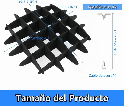 Vista 5 de Panel acústico de gofres para techo, paneles acústicos POOMEL absorbentes de sonido, gran panel de reducción de ruido colgante, difusores de sonido