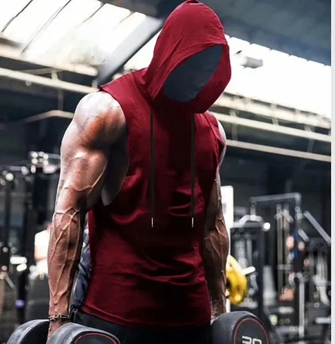 Vista 3 de Babioboa Camisetas sin mangas con capucha para hombre, para entrenamiento deportivo, sin mangas, para gimnasio, culturismo, corte muscular