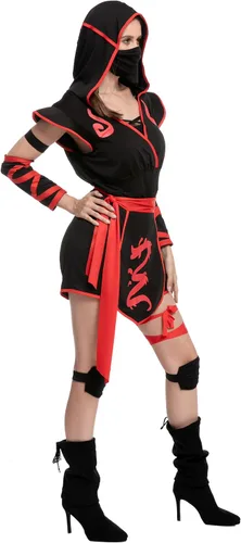 Vista 5 de Spooktacular Creations - Disfraz de ninja para adultos para Halloween, para mujer, para fiesta de disfraces, truco o trato, fiesta de cosplay (S)