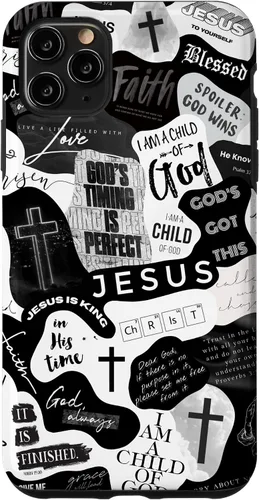 Vista 13 de Funda estética para iPhone 16 con versículos bíblicos cristianos, frases positivas