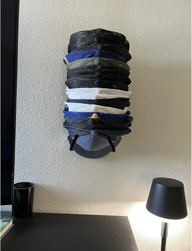 Vista 7 de Pmsanzay Percha organizadora de gorras, soporte para sombreros, estante para sombreros, organizador de sombreros para instalación en la pared, gran