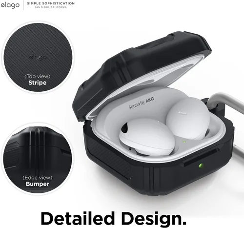 Vista 6 de elago Funda Armor para Samsung Galaxy Buds (FE, 2, 2 Pro, Pro, Live) (negro)