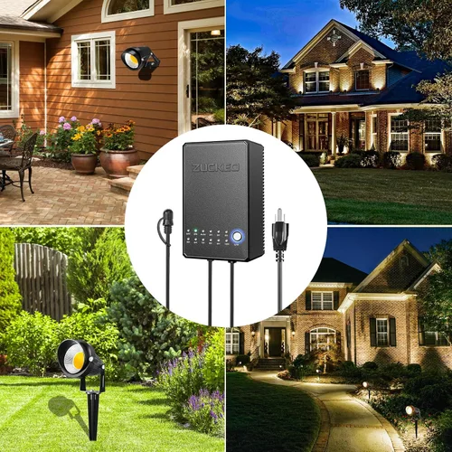 Vista 6 de ZUCKEO Kit de iluminación de paisaje todo en uno, luces LED de bajo voltaje de 5 W con transformador y cable de 80 pies, foco impermeable