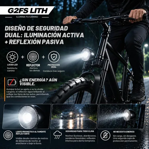Vista 4 de Vintage Bicycle Light, 350Lumen High‑Brightness Retro BicycleHeadlight, Night Riding SafetyLight with Bracket Negro