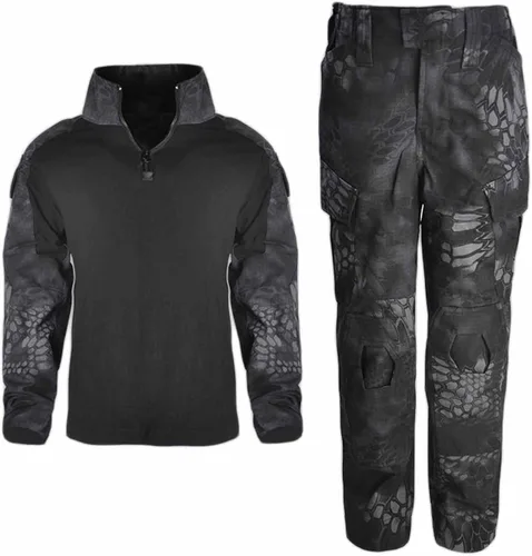 Vista 4 de HARGLESMAN Trajes militares tácticos para niños, camisa y pantalones de combate de Amry de manga larga