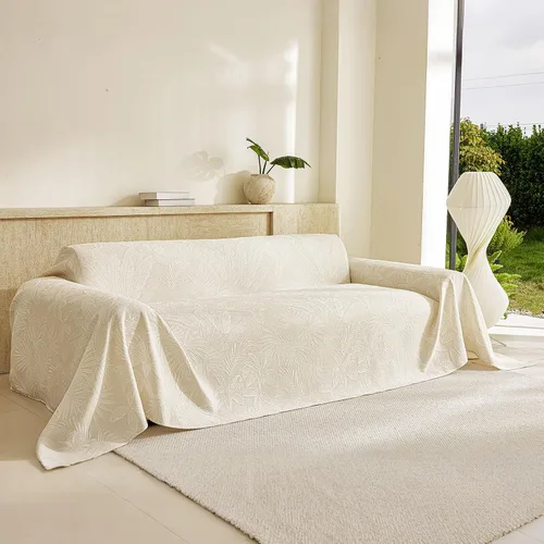 Vista 23 de DREAMINGO Funda para sillón reclinable con estampado floral verde y botánico de jacquard, 1 cojín, acogedora funda de felpilla para sala de estar