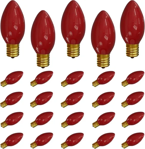 Vista 10 de Paquete de 25 bombillas C9 de cerámica verde de repuesto, bombilla de luz vintage incandescente para guirnalda de San Patricio, bombillas de luz