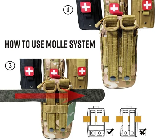 Vista 7 de Soporte para torniquete, bolsa táctica portátil de primeros auxilios para trauma pequeño con sistema Molle IFAK bolsa médica, kit de emergencia EMT