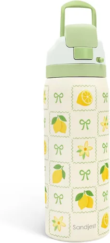 Vista 32 de Botella de agua aislada de acero inoxidable SANDJEST con pajita para deportes y viajes, la mejor tía de siempre, 946ml, regalos para mujeres, día