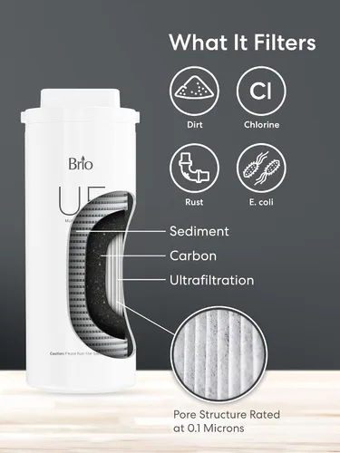 Vista 4 de Brio Reemplazo del filtro de agua de ultrafiltración de 3 etapas para sistemas de filtración UF100FBLK y UF100FWHT