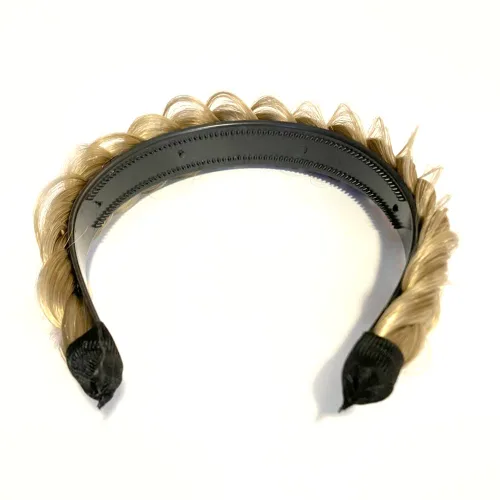 Vista 2 de RPZL (Rubio caramelo 8/14) Diademas trenzadas de cabello sintético – Diadema trenzada ligera y antideslizante – Dos hebras de 4 pulgadas de ancho